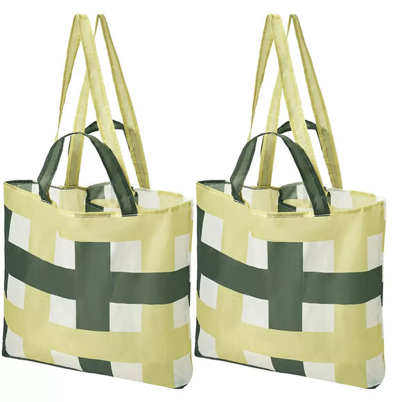 2 Pack IKEA SKYNKE Shopping Bags, White/Multicolor 17 ¾x14 ¼" Stylish Tote Lot - Picture 1 of 6